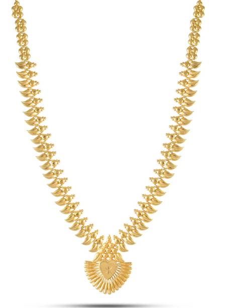 One Gram Forming Gold Plated Traditional Jewellery Long Haram for Women & Girls Gold-plated Plated Copper Necklace