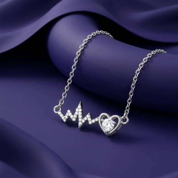 Zircon Rhodium Plated Sterling Silver Necklace