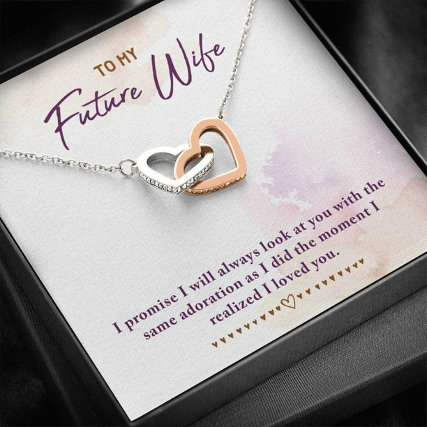 FABUNORA Gift For Future Wife/Fiancee - Pure Silver Interlocking Hearts Cubic Zirconia Silver Plated Sterling Silver Necklace