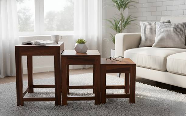 Shree Jeen Mata Enterprises Solid Sheesham Wood Set of 3 Nesting Table For Living Room/Bedroom/Hall Solid Wood Nesting Table