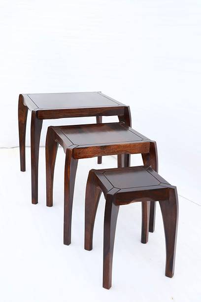 WOODSTAGE Sheesham Wood Nesting Tables Set of 3 Stools for Living Room Solid Wood Nesting Table