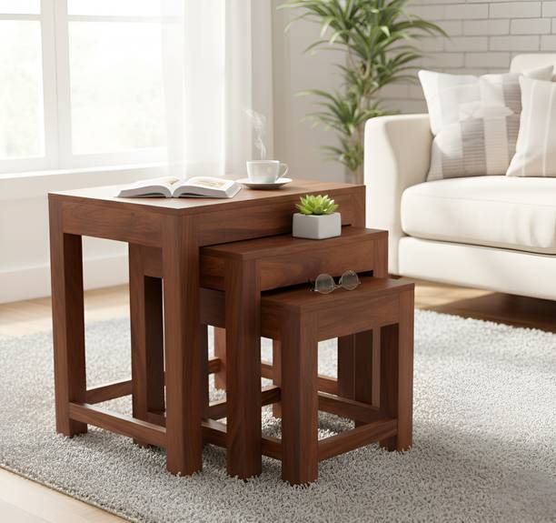 Shree Jeen Mata Enterprises Solid Sheesham Wood Set of 3 Nesting Table For Living Room/Bedroom/Hall Solid Wood Nesting Table