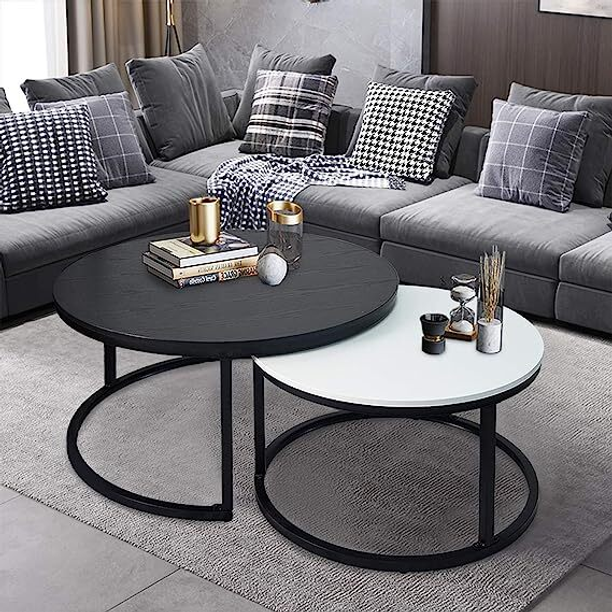 stardecor Modern Coffee Table - Space-Saving and Stylish Living Room Office Furniture Metal Nesting Table