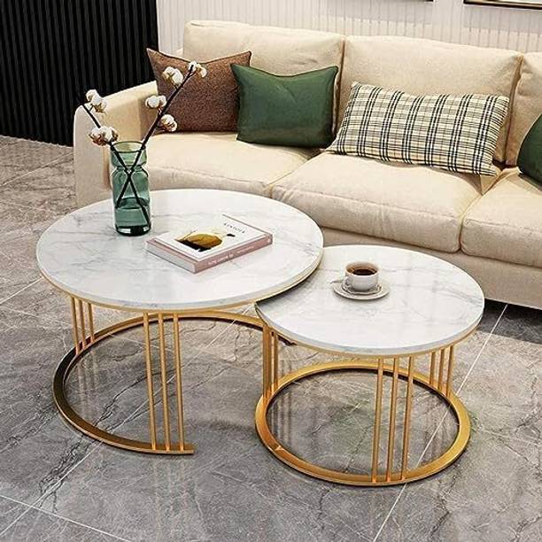 India wood mart Round Coffee Table, Sofa Table, Couch Table for Living Room Metal Nesting Table