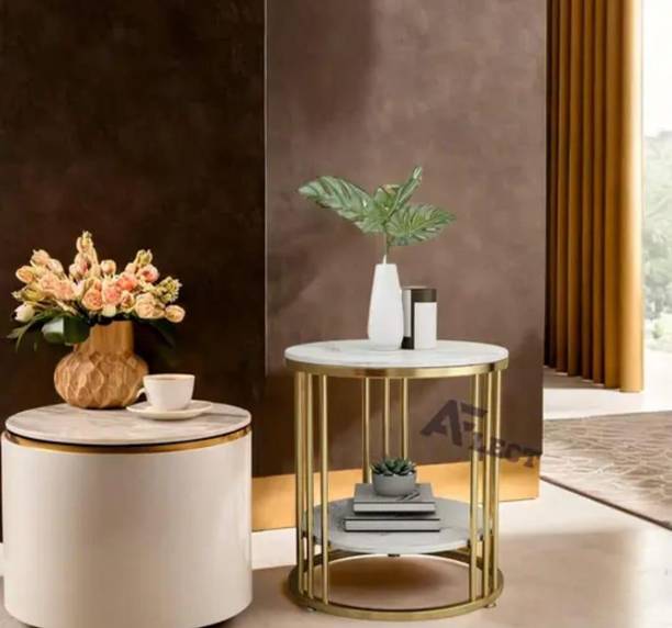 Gaxi Minimal Gold Accents Side Table Engineered Wood Console Table
