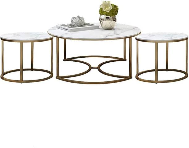 Smarts collection Nesting Coffee Table with marble finishing top of wood Metal Nesting Table