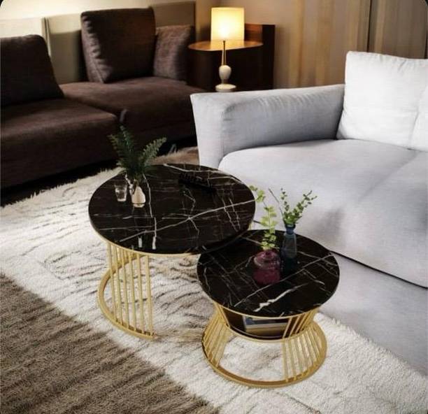Gaxi Modern Gold & Marble Coffee Table Set Engineered Wood Console Table