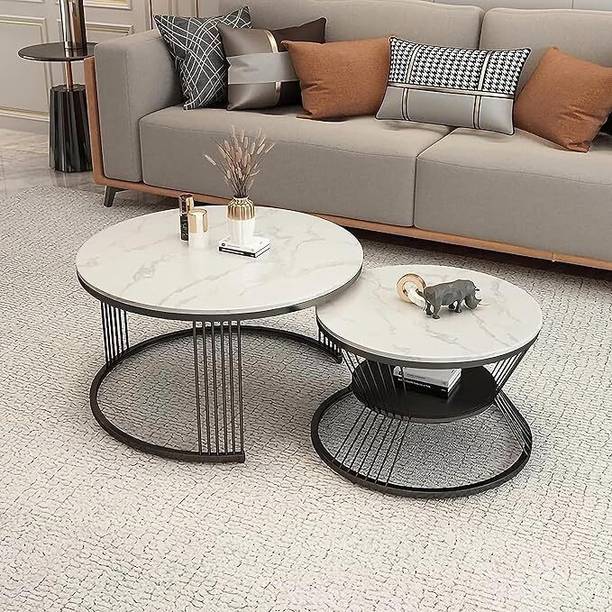 TRADITIONALCRAFT Modern Minimalist Coffee Table, Balcony Coffee Table Combination, Marble Small Metal Nesting Table