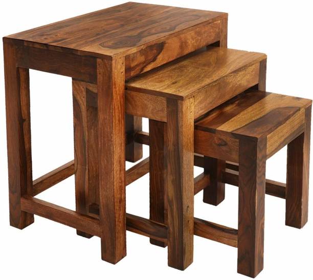 Ritika Woodcraft Solid Wooden Nest of Tables Set of 2 for Living Room Solid Wood Nesting Table