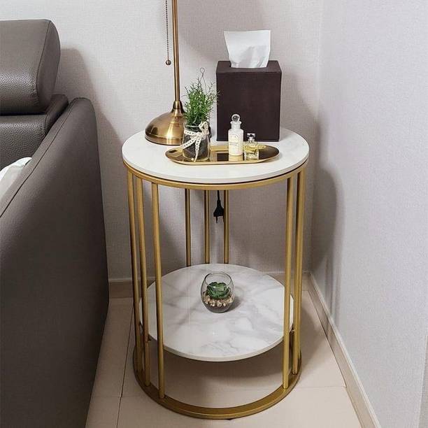 Gaxi Luxury Faux Marble End Table - Gold Engineered Wood Coffee Table