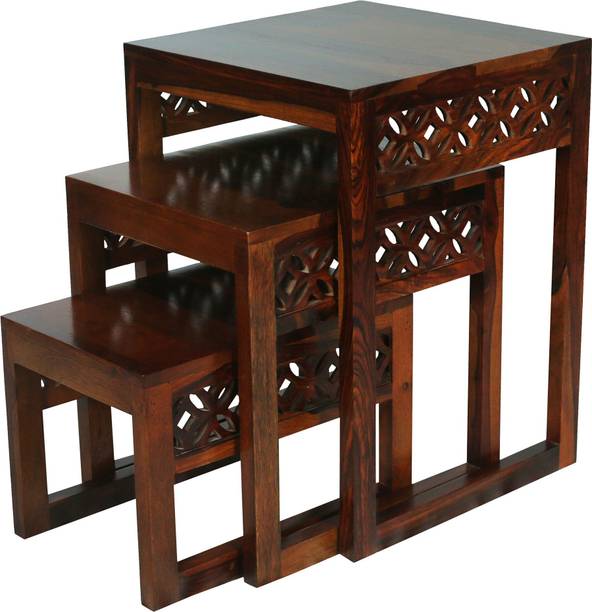 WOODSTAGE Nesting Table Set of 3 Stools for Bedroom Bedside End Tables Wooden Bed Room Solid Wood Nesting Table