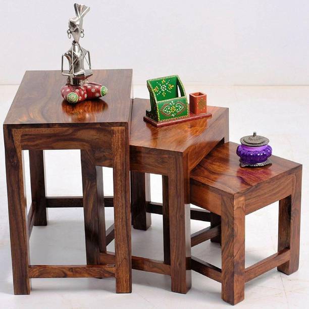 Douceur Furnitures Solid Sheesham Wood Set of 3 Nesting Tables For Living Room, Bed Room. Solid Wood Nesting Table