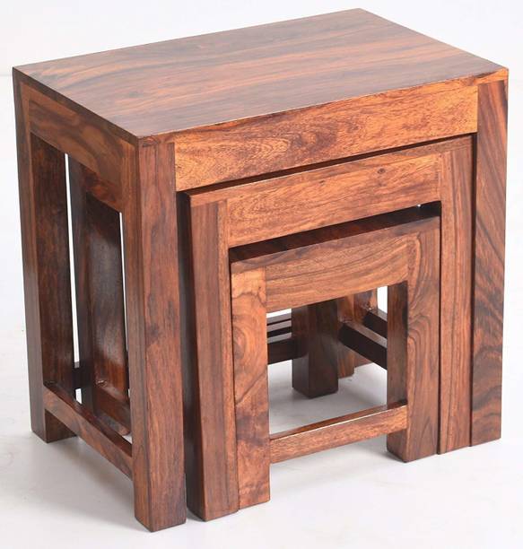 JMKSELLERS Wood Table Set of 3 Stools | Bedside Table | Sofa Side Table Living Room Solid Wood Side Table