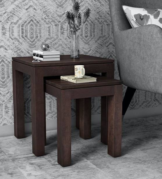 Wopno Furniture Pure Sheesham Wood Nesting Tables Set of 2 Stools for Living Room, Bedroom Solid Wood Nesting Table