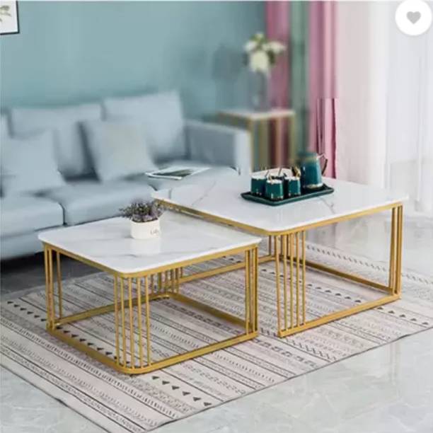 SS CRAFTMAKERS Square Coffee Table Set of 2 Modern Minimalist Style Furniture for Living Room Metal Nesting Table