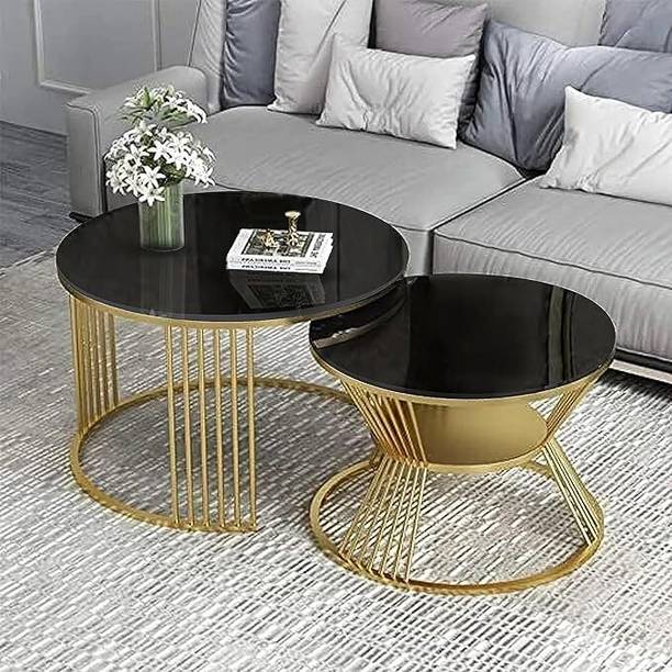 TRADITIONALCRAFT Modern Minimalist Coffee Table, Balcony Coffee Table Combination, Marble Small Metal Nesting Table