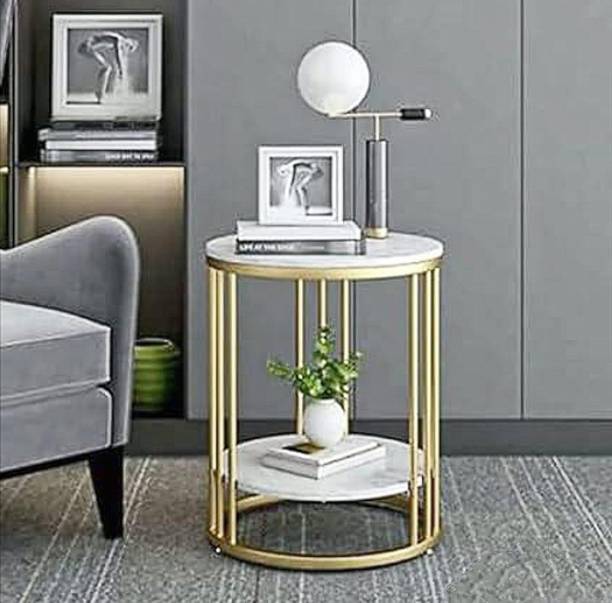 Gaxi Luxury Bedside Marble Gold Table Engineered Wood Corner Table