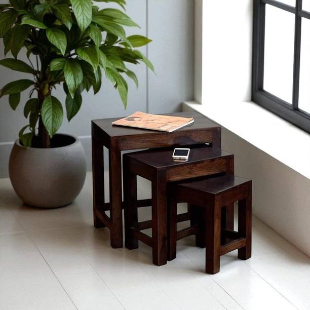 NOBLE ART Noble Art Solid Sheesham Wood nesting table set of 3 Solid Wood Nesting Table