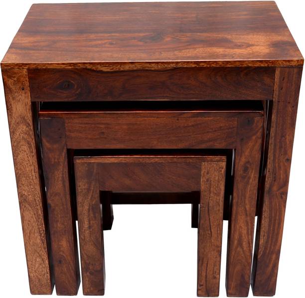 Woodware Wooden Nesting Table Set for Living Room | Space Saving Side Coffee Tables Solid Wood Nesting Table