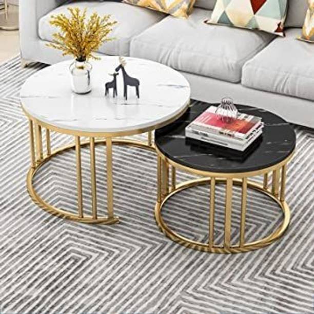 Unique Arts Shoppee Unique Arts Present Modern Nesting Side Table Set of 2 End Table for Living Room Metal Nesting Table