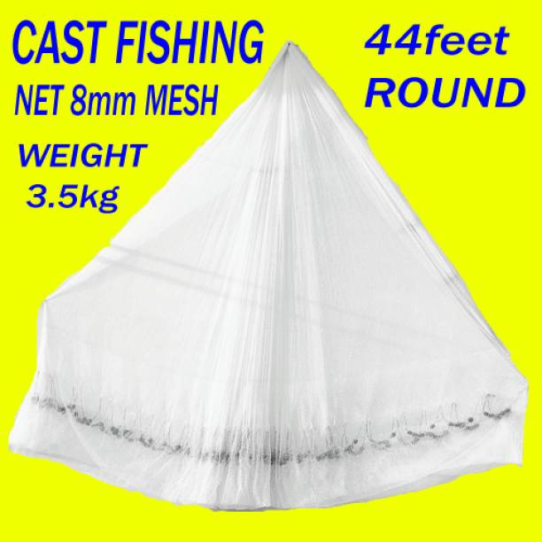 PURKAIT FISHNET Hand throwing castnet 8mm 3.5kg 10ft height 44ft round with Mali Fishing Net