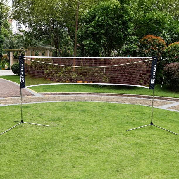 Strauss Badminton Net With Stand Poles | Eye Size 1.3*1.3cm Badminton Net