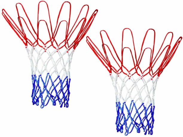 Swikaar Basketball Net 2 PCS Outdoor/Indoor Net (12 Loops) (Red+White+Blue) BBN1 Basketball Net
