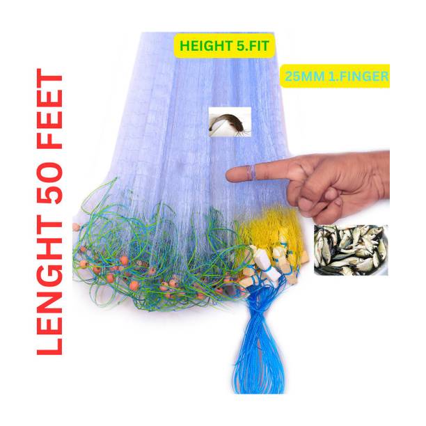 TAJNET 1 FINGER 30mm GILLNET MUD SINKER, HEIGHT 5F, UP LENGHT 50FT, DOWN LENGHT 100FT Fishing Net