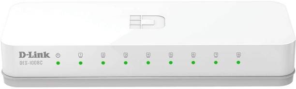 D-Link DES-1008C 8-Port Desktop Switch Stylish and Compact Design Unmanaged Switch Network Switch