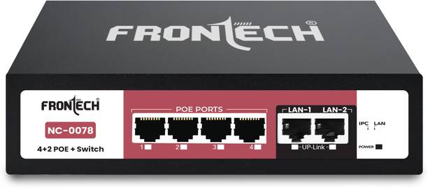 Frontech 4+2 PoE+ Switch | 72W | 250m Extend Mode | 10/100 Mbps Fast Ethernet | 4 Ports 100 Mbps Unmanaged Network Switch
