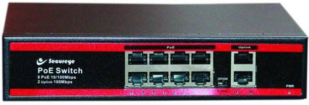 SECUREYE 8 PORT + 2 UP LINK POE NETWORK SWITCH 10/100 MBPS/8FE-2UE-LD-NB Network Switch