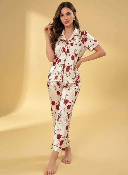 Ranibaa Women Floral Print Multicolor Night Suit Set
