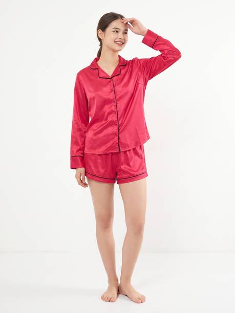 AV2 Women Top & Shorts Set Red Solid