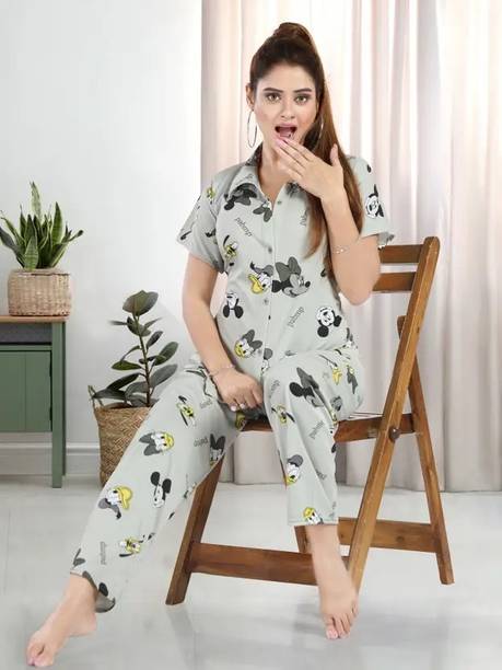 Nayratrend Women Pink Shirt & Pyjama Set