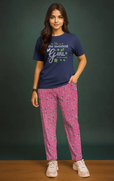 Women Multicolor Printed Night Suit Set