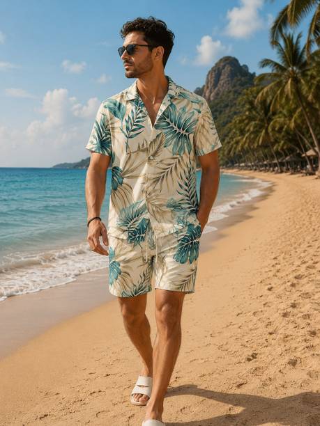 Coollinen Men Printed Green Night Suit Set