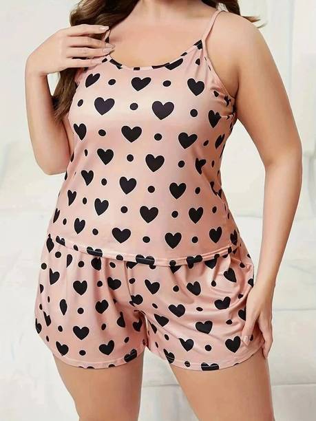 Levibo Women Printed Beige Top & Shorts Set