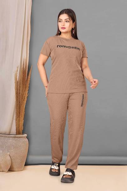 Shivay Decor Women Printed Brown Night Suit Set
