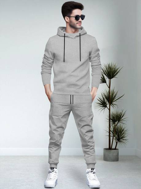 Blive Men Solid Grey Night Suit Set