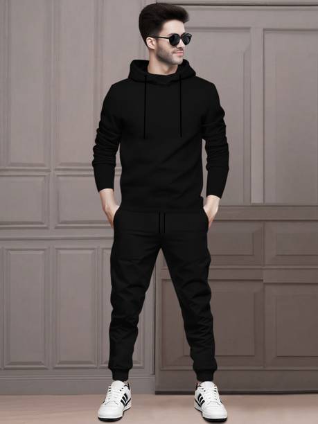 Men's Black Solid Shirt & Pyjama Set