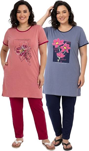 Gee 5 Women Top & Pyjama Set Multicolor Printed