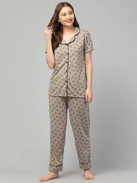 Wonderfirst Women Shirt & Pyjama Set - Grey