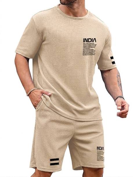 ZiyanFashion Men's Beige Top & Shorts Set