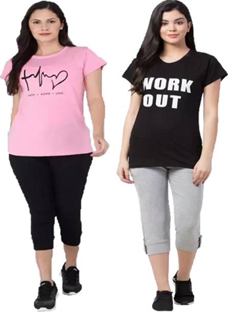 Women Top & Capri Set Multicolor Printed