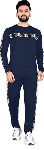 Men's Colorblock Blue Night Suit Set