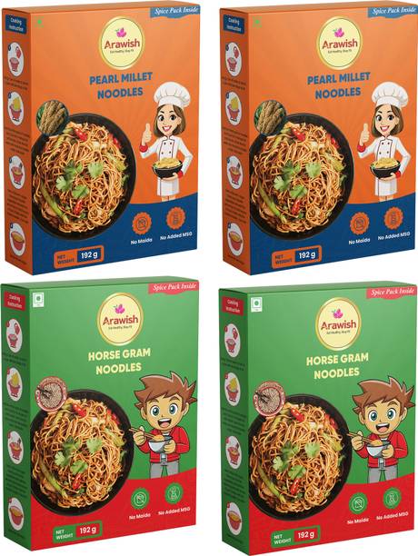 ARAWISH PACK OF 4 (PEARL + HORSE GRAM) MILLET NOODLES Hakka Noodles
