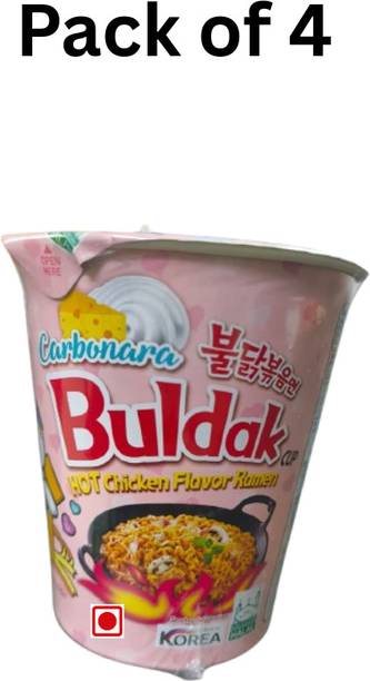 Samyang Buldak Hot Chicken Flavor Carbonara Ramen Cups, Pack of 4 Cup Noodles