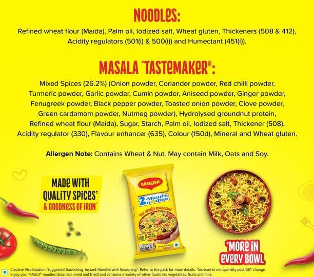 Maggi Pack of 1 Flavorful Masala Noodles with Perfect Taste Balance Instant Noodles Vegetarian