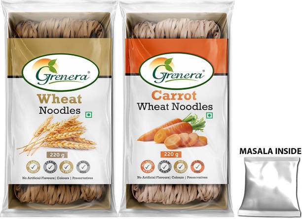 Grenera Healthy Wheat noodles & carrot noodles Combo Pack Hakka Noodles Vegetarian