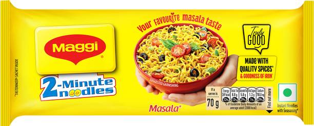 Maggi 2-Minute Favourite Masala Taste, Made With Choicest Quality Spices Instant Noodles Vegetarian